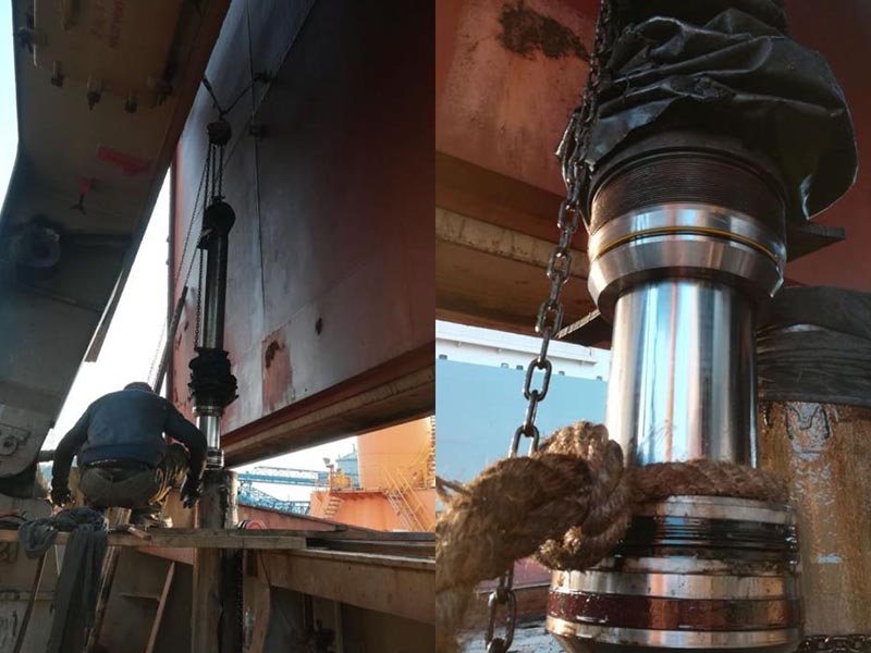 更换船舶货舱起升油缸密封